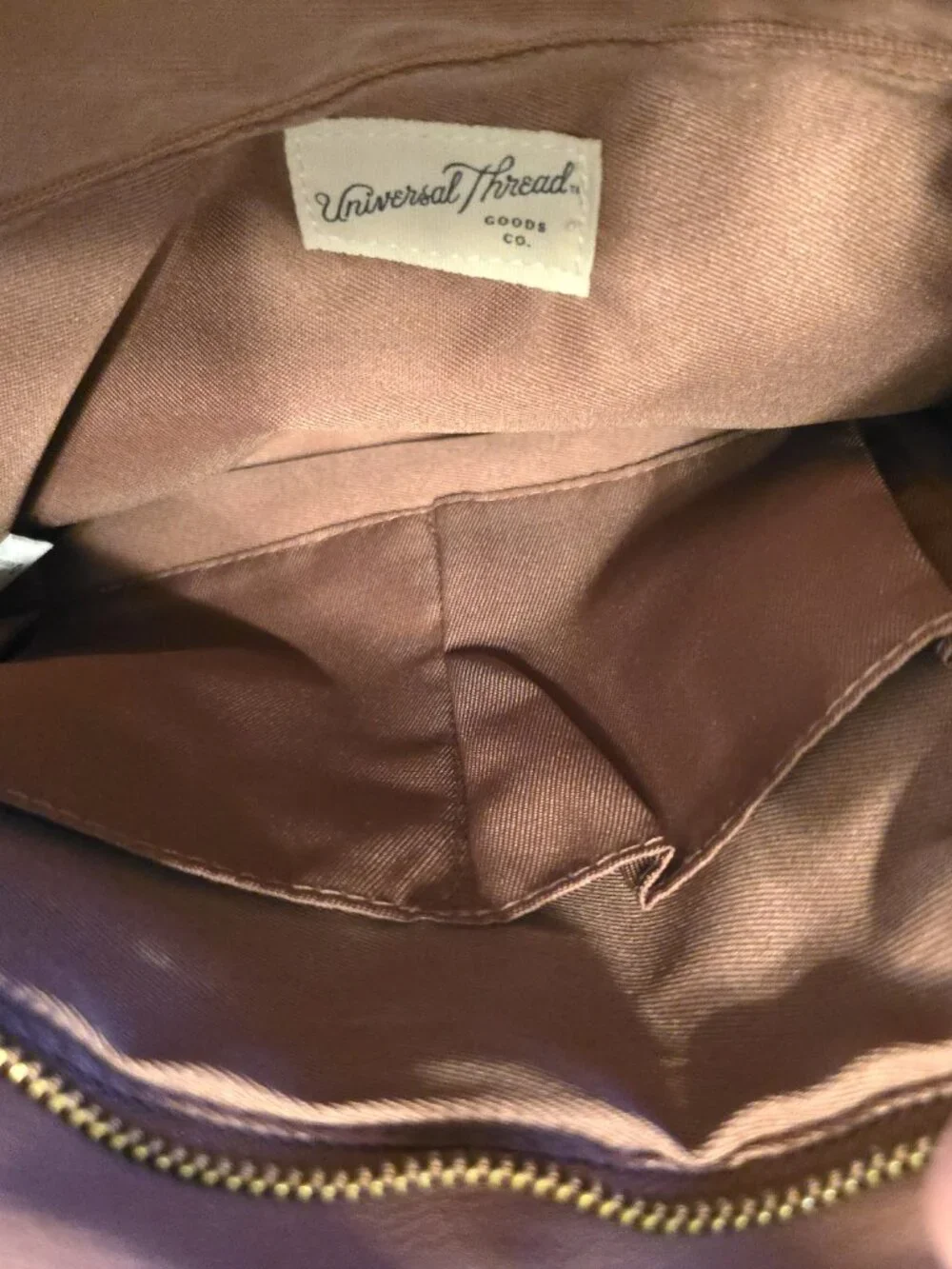Universal Thread Purse Mauve Faux Leather Zipper Strap & Handle 12